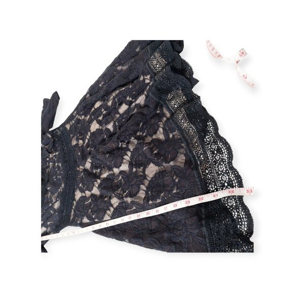 Free People Black Lace Floral A-Line Dress Cut Out  SZ M Goth Indie - Picture 5 of 10